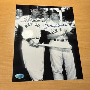 Autographed Ted Williams Mickey Mantle New York Yankees Boston Red Sox